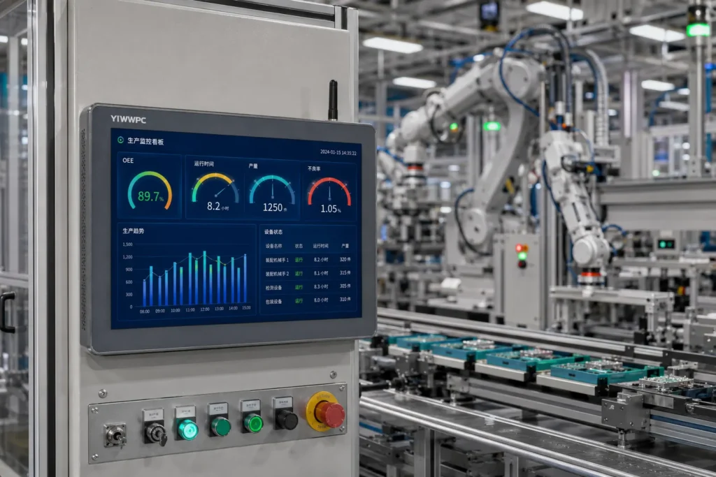 YLWWPC industrial panel PC monitoring automated production line control system in smart factory
